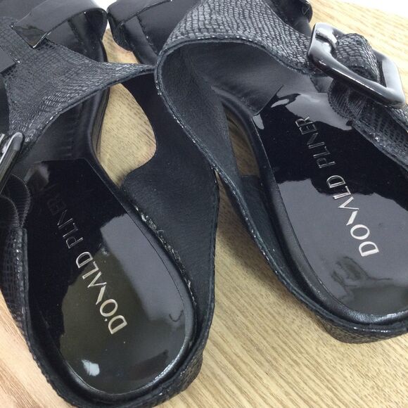 Donald Pliner Womens Ofelia Python Print Open Toe Wedge Sandals Shoes Black 7.5M - Picture 8 of 10